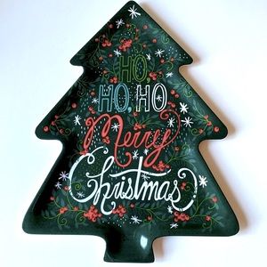 Tommy Bahama Christmas Tree Shaped Tray/Platter 100% Melamine Dishwasher Safe